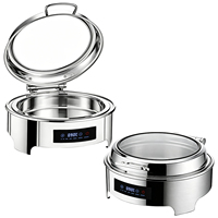 Bain-marie électrique en acier inoxydable avec couvercle articulé pour la restauration, les événements et le service en libre-service