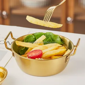 <span class=keywords><strong>Plat</strong></span> coréen en acier inoxydable 304 argenté 13CM-5.12 pouces Double poignées Snack & Riz Bol à <span class=keywords><strong>vin</strong></span> Bol rond épaissi - Product Image 3