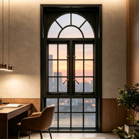 Fenêtre Courbe Battante en Alliage d'Aluminium à Double Vitrage, du Sol au Plafond, Style Français Moderne, Insonorisée, pour Villa et Appartement