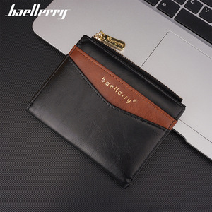 กระเป๋าสตางค์แบบสั้นสำหรับผู้ชาย Baellerry สีดำน้ำตาล ดีไซน์บล็อกสี ซิปปิด กระเป๋าหนังบางเฉียบ สำหรับใช้ในชีวิตประจำวัน - Product Image 3