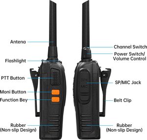 Radios de Comunicación de Banda Única 400-470MHz, Walkie Talkie Analógico Portátil de Dos Vías con 16 Canales, Alcance de 3-6KM, Salida de 5W - Product Image 4