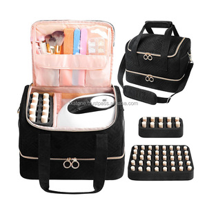 Caja de maquillaje con cremallera acolchada con mango suave resistente al agua portátil de capacidad media de 2 capas de gama alta, organizador de almacenamiento de herramientas para uñas - Product Image 6