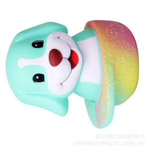 Cute Dog Shaped PU Foam Stress Reliever Toy With Rainbow Hat Soft Slow <b>Rebound</b> For Promotional Activities - Product Image 2