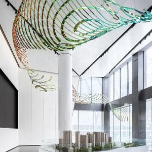 Lustre moderne en cristal chromé nordique pour hall d'hôtel, grand <span class=keywords><strong>ruban</strong></span> de construction Duplex, lustre personnalisé pour salon, hall - Product Image 3