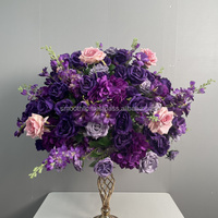 Arrangement floral artificiel en rose violette lisse, rose artificielle pour la décoration de table de mariage, centre de table et décoration de fond