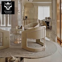 Fauteuil de loisir simple de luxe français Fauteuil lounge à dossier incurvé bleu pour la maison ou l'hôtel Durable