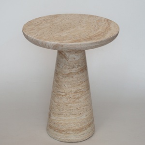 Mesa de Centro Móvil de Estilo Vintage con Aspecto de Travertino para Sala de Estar, Hotel y Casa de Huéspedes - Mesa Esquinera Pequeña de Diseño Ligero y Lujoso - Product Image 4