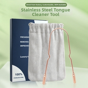 Brosse à gratter la langue en forme de U, finition cuivre, en acier inoxydable, pour une haleine fraîche, écologique, réutilisable, portable, pour usage quotidien buccal - Product Image 1