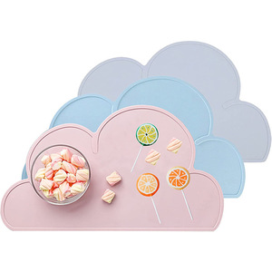 Manteles Individuales de Silicona con Forma de Nube, Manteles de Mesa de Silicona, Platos de Silicona Suave con Succión, Platos de Alimentación con Aislamiento - Product Image 1