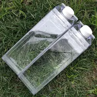 Boîte à lait carrée avec logo personnalisé, pour enfants, portable, pour boire de l'eau, transparente, en plastique, avec couvercle, ml