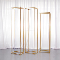Support de toile de fond moderne en acier inoxydable doré, forme carrée, pour mariage, arche géométrique compacte, décoration – Stock usine