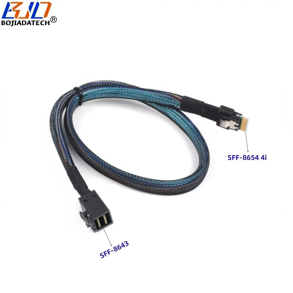 สลิมไลน์ SFF-8654 SAS4.0 4i โฮสต์38Pin กับ MINI SAS HD SFF-8643สายต่อฮาร์ดดิสก์36Pin เซิร์ฟเวอร์50ซม. 100ซม.