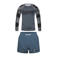 Ensemble d'entraînement BJJ 2 pièces pour garçons, manches longues, imprimé par sublimation, rashguard, shorts MMA, séchage rapide, vêtements de sport pour jeunes boxeurs
