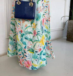 Abaya de Lino Premium LEDUO Azul con Patrones Florales Bordados a Mano, Larga hasta el Suelo, Mangas Largas, Pañuelo Sólido del Mismo Color - Product Image 3