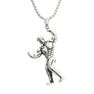 yunnique Muscular Men's Stainless Steel Pendant Necklace Retro Fitness Style For Men 280317 - Product Image 4