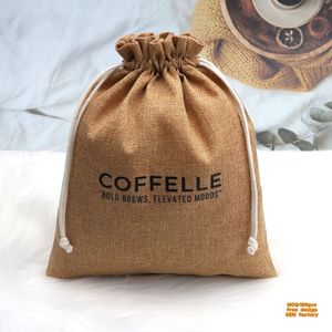 Bolsa de Yute con Cordón y Logotipo Personalizado, Bolsa de Arpillera para Compras, Bolsa de Lino, Diseño Nuevo - Product Image 1