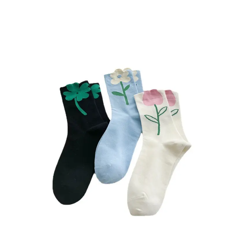 Small Fresh Garden Style Socks Cotton Crew Socks Fashion Tulip Stockings Women's Socks