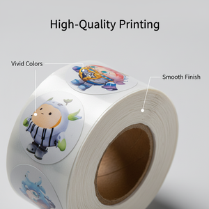 Eco-friendly paper <b>label</b> rolls; customised cute chibi-style character round sticker rolls for handmade food <b>packaging</b> - Product Image 2