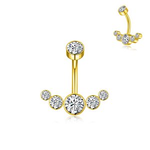 Anneaux de piercing <span class=keywords><strong>Prince</strong></span> <span class=keywords><strong>Albert</strong></span> en acier inoxydable plaqué or avec strass purs, anneaux de nombril suspendus OEM ODM - Product Image 4