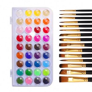 Hot Sale Non-toxic 36-Color Solid Water Color Paints <b>Cake</b> Pigment Set with 15 Nylon Brushes Children's Canvas Painting Low MOQ - Product Image 6
