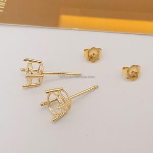 Wholesale 14K <strong>Solid</strong> <strong>Gold</strong> DIY <strong>Earrings</strong> Mounting <strong>Earring</strong> Findings Jewelry with Natural Gemstone Studs <strong>Earrings</strong> for Stylish Jewelry - Product Image 4