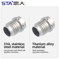 Cable de Sensor Triaxial para PCB de Sinterización de Vidrio, 4 Pines, Conector Hermético de Acero Inoxidable/Aleación de Titanio, US 1/4-28UNF a BNC