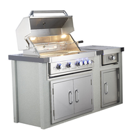 LUOQI Cuisine extérieure modulaire en L, îlot barbecue à gaz moderne en acier inoxydable, grill autoportant, réfrigérateur, évier pour patio et jardin