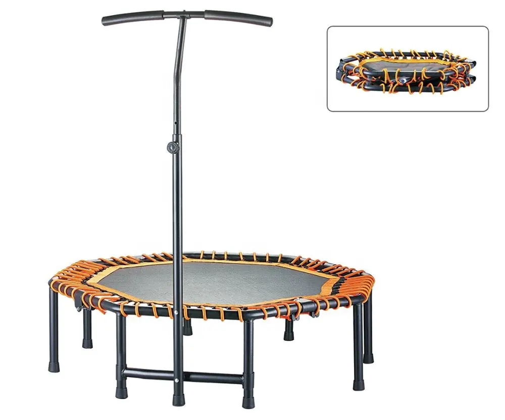 Trampolín plegable con mango ajustable para ejercicio en interiores, minitrampolín de Fitness para adultos o niños