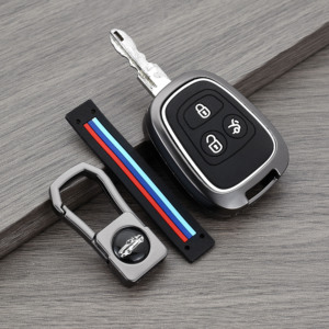 Élégant pour <span class=keywords><strong>Peugeot</strong></span> 206 <span class=keywords><strong>207</strong></span> 406 Citroën C-Elysée Picasso – <span class=keywords><strong>Coque</strong></span> de <span class=keywords><strong>clé</strong></span> de voiture en alliage de zinc et silicone avec porte-clés - Product Image 2
