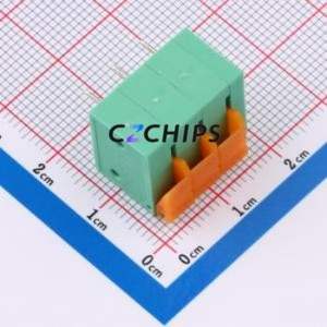 MX142R-5.08-03P-GN01-Cu-A Spring Terminal Block Bent Lead Through Hole,P=5.08mm Connector 1x3P 5.08mm Green Right Angle Insert - Product Image 2