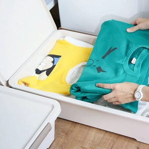 Boîte <span class=keywords><strong>de</strong></span> rangement en plastique sous le lit, grande capacité, anti-poussière, organisateur <span class=keywords><strong>de</strong></span> vêtements, couette, rangement pour armoire, économiseur d'espace avec couvercle - Product Image 3
