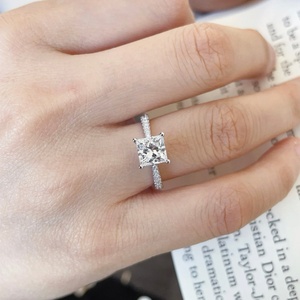Designer Custom 18K Gold Filled IGI Certified 1.5CT Princess Lab Grown Diamond White D Color Unisex Engagement Trendy Ring - Product Image 4