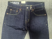 Jeans en denim brut à bords bleus de 15 oz, coupe droite, en coton pur, style rétro décontracté pour hommes, vente en gros