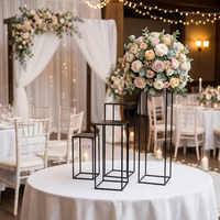 Supports de fleurs carrés noirs en métal haut de gamme, élégants, luxueux, durables, pour décorations de mariage, centres de table pour événements