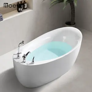 1.7m hot sale seamless tub simple style stand alone plain bathtubs, white 1600mm free standing oval soaking acrylic bathtub