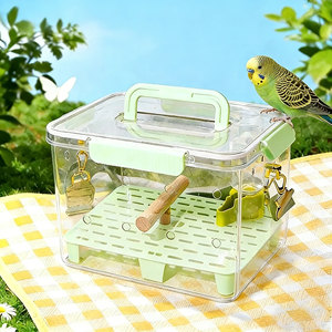 Jaula de Viaje Portátil Cuadrada Ecológica para Loros, Antiestrés, Semitransparente, para Uso en Interiores y Exteriores, Suministros para Aves - Product Image 3