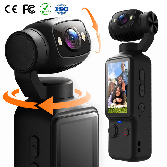 CE FCC Rohs DJ01 4K Ultra HD 360° Rotating All Around Shooting Action Camera with Fill Light Support Max 128GB Memory Action Cam