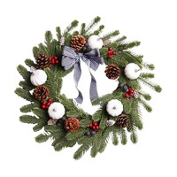 Handgefertigter Plastik-Weihnachtskranz mit Beeren im Amerikanischen Stil 45-48cm Grenzüberschreitender Bestseller Feiertagsdekoration für Einkaufszentren und Hotels