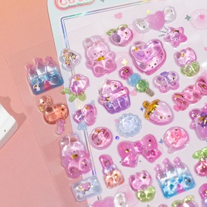Adesivi epossidici trasparenti con glitter all'ingrosso, simpatici <span class=keywords><strong>orsetti</strong></span> e cuori 3D, adesivi a cupola trasparenti per diari, carte Kpop, decorazioni per telefoni - Product Image 5