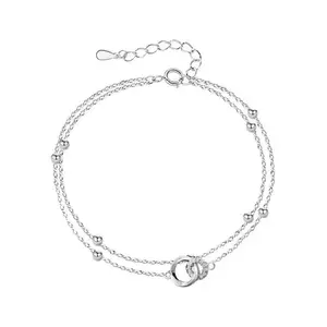 Anello 925 argento Sterling bracciale per ragazze Senior Sense Bestie Design di nicchia luce di lusso a doppio cerchio bracciale per regali