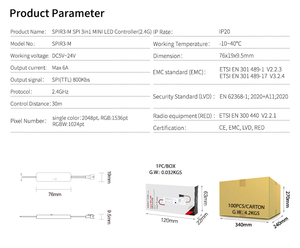 Miboxer SPIR3-M Mini <span class=keywords><strong>Controller</strong></span> SPI 3 in <span class=keywords><strong>1</strong></span> per Luci LED Monocolore, RGB, RGBW con Effetto Acqua Corrente, 2048 Pixel - Product Image 3