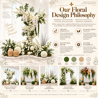 Arche de mariage en soie personnalisable, durable, faite à la main, avec décoration florale blanche et verte, pour fête, salon, photomaton, cérémonie, toile de fond