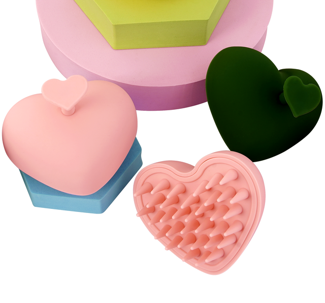 3D New Heart Design Silicone Scalp Massager Shampoo Head Hair Washing Brush for Hair Growth Custom