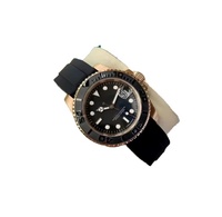 Kit de Montage de Montre de Plongée Boîtier en Acier Inoxydable Or Rose Mouvement NH35 Bracelet en Caoutchouc Pièces de Rechange pour Réparation de Montre Cadran et Aiguilles