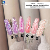 HEMA & TPO Free Good Quality Hollow Heart Gel Builder Heart Shape Sequins Nail Extension Gel Clear Glitter Hard Nails Gel OEN