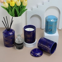 Synwish Oem luxe personnalisé décalcomanie bougie en céramique pot vide cylindre diffuseur d'arôme ensemble de bocal