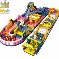 Wahana Lompat Inflatable Parkiukour Terlaris, Lintasan Rintangan Inflatable 5k, Kastil Bouncy Inflatable Indoor untuk Anak-anak
