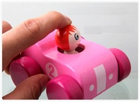 Jouets promotionnels, dessins animés mignons pour bébés, jouet de voiture en bambou et en bois personnalisé avec son, respectueux de l'environnement, mini