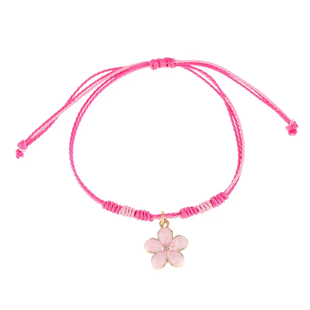 Cute Girl Pink Woven bracelet Cartoon love Butterfly lips zinc alloy charms girl Bracelet Girl jewelry gift