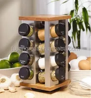 OEM ODM Assaisonnements pour la maison Condiments Bambou Bois Épices Porte-Pot Personnalisé Vente en Gros Rotatif Épices Organisateur Cuisine